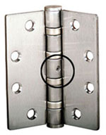 Photo of a door security hinge pointing out the security hinge pin