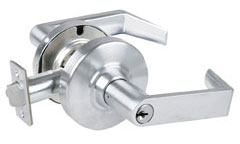 Photo of a cylindrical lock with levers