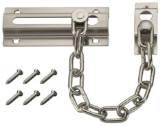 Door security chain supplied with short screws