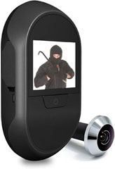 Door digital peep hole with display screen showing  theif outside