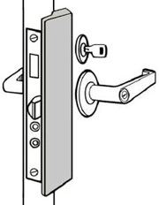 Drawing of a door strike plate secruty cover